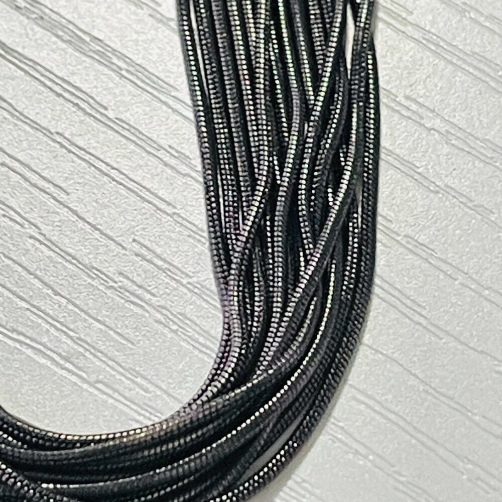 High Carbon Steel Piano Wire 14-Strand Necklace Gray Ribbon - Picture 6 of 10